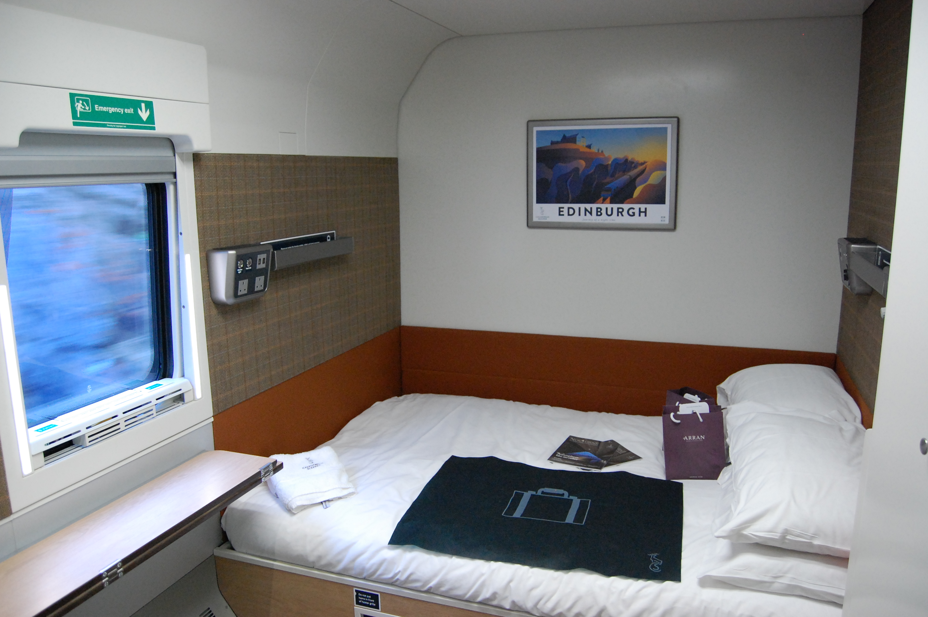 A Caledonian Sleeper Mk5 en-suite sleeping compartment.