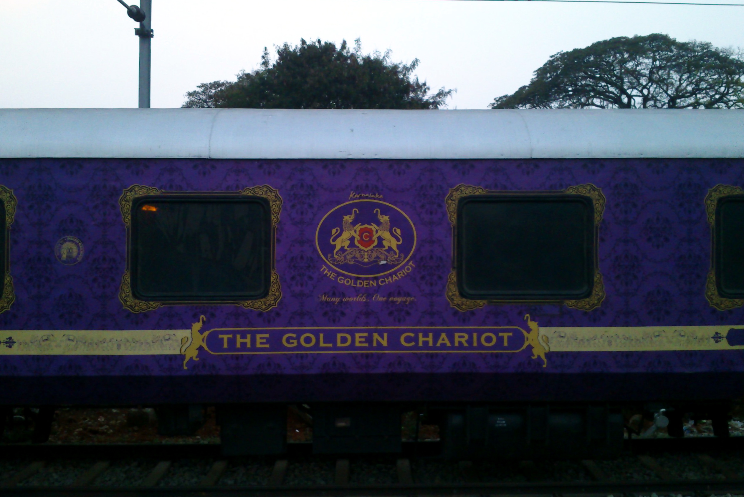 The Golden Chariot luxury train in Karnataka, India.