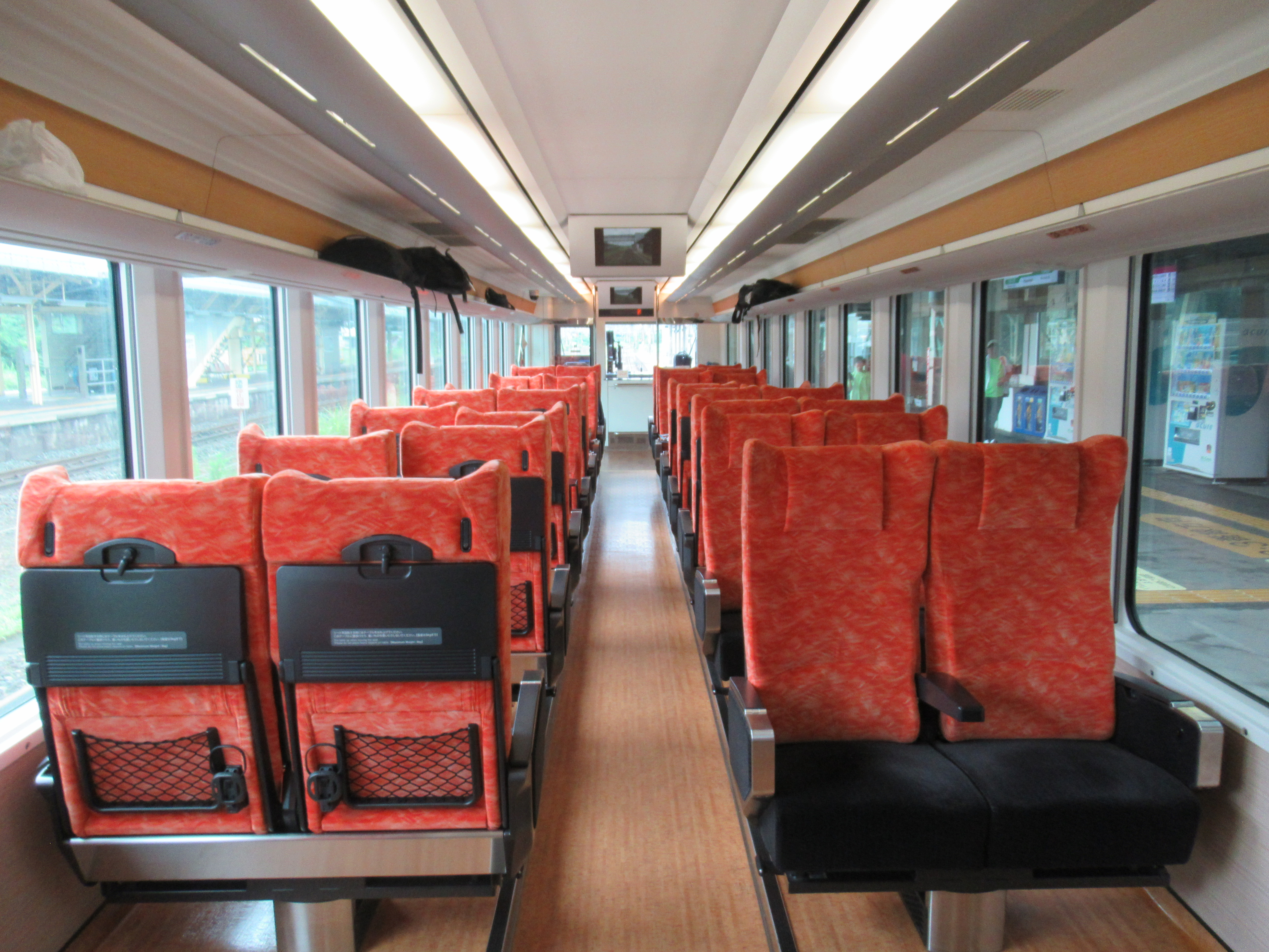 Interior of car 2 of the JR East HINABI sightseeing train.