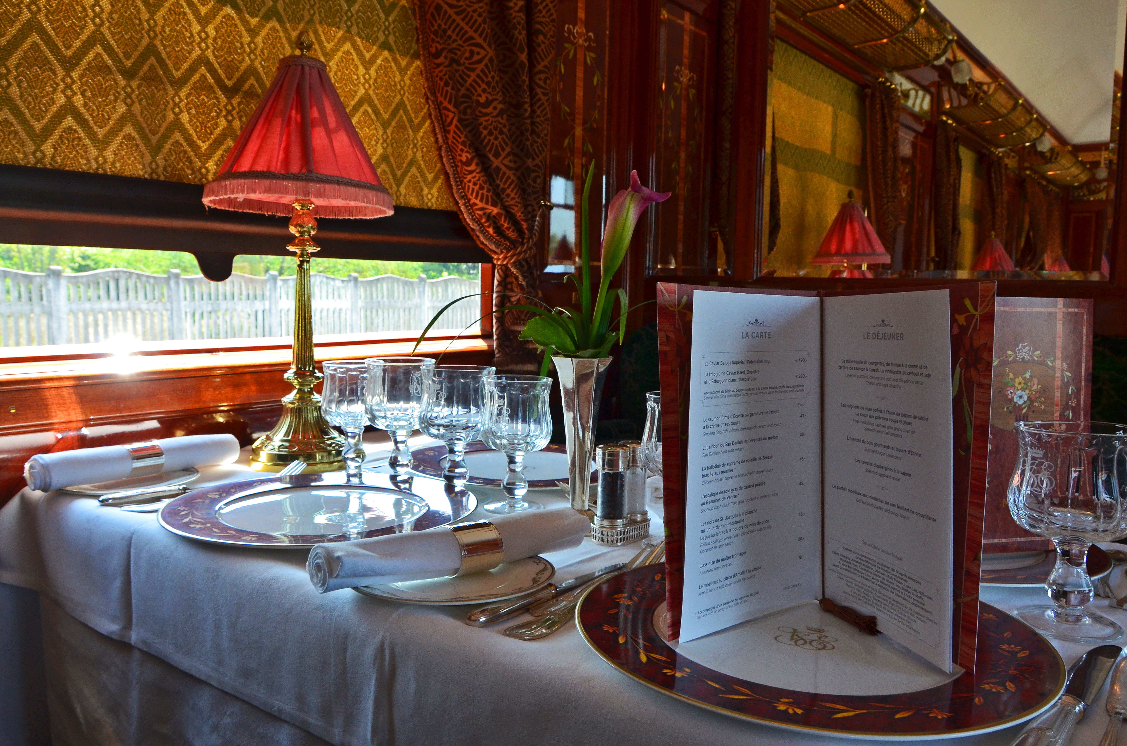 Restaurant car of the Venice Simplon-Orient-Express.