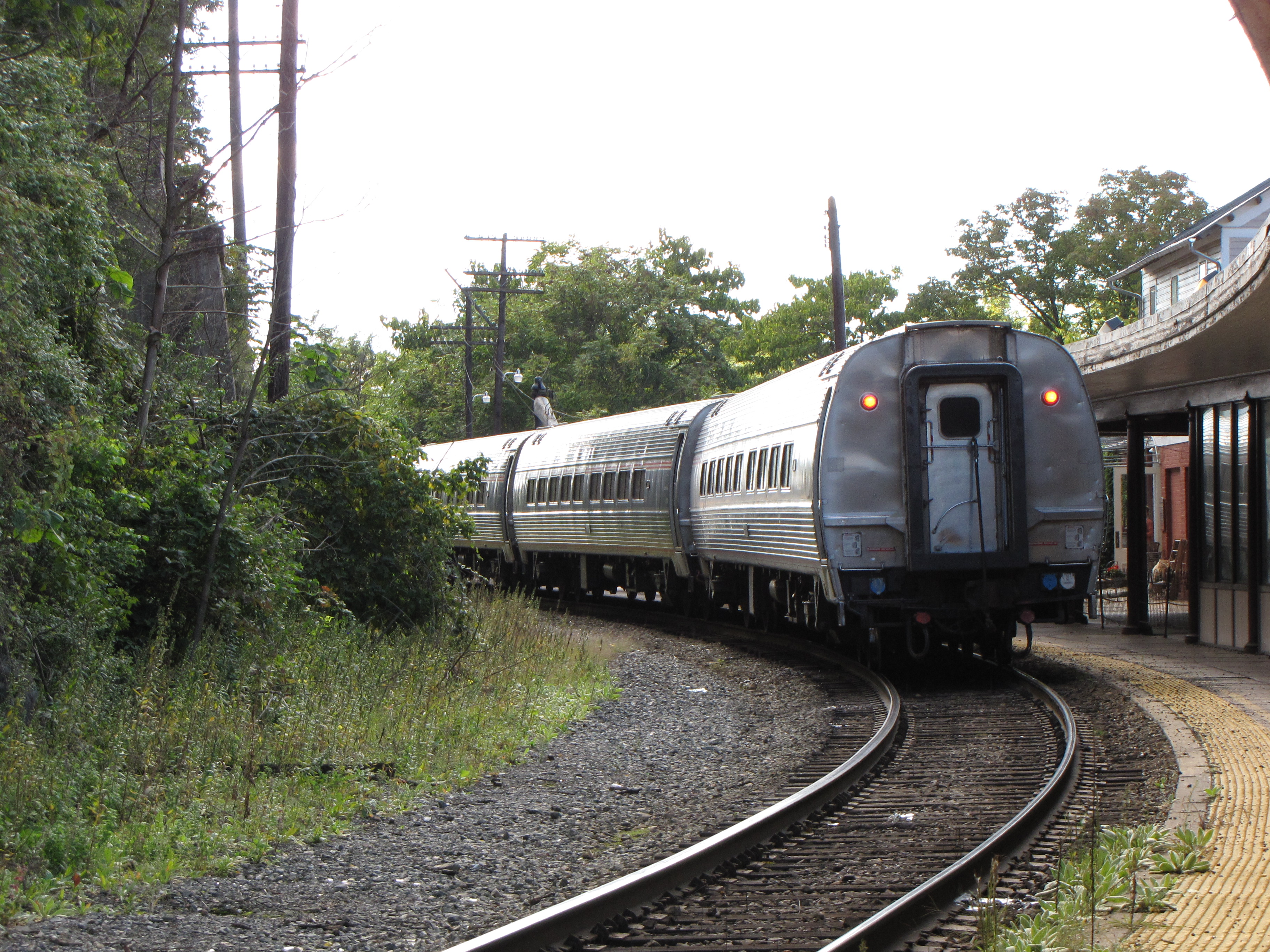Amtrak Cardinal train 51 stopping at Staunton, Virginia, on its westbound journey.
