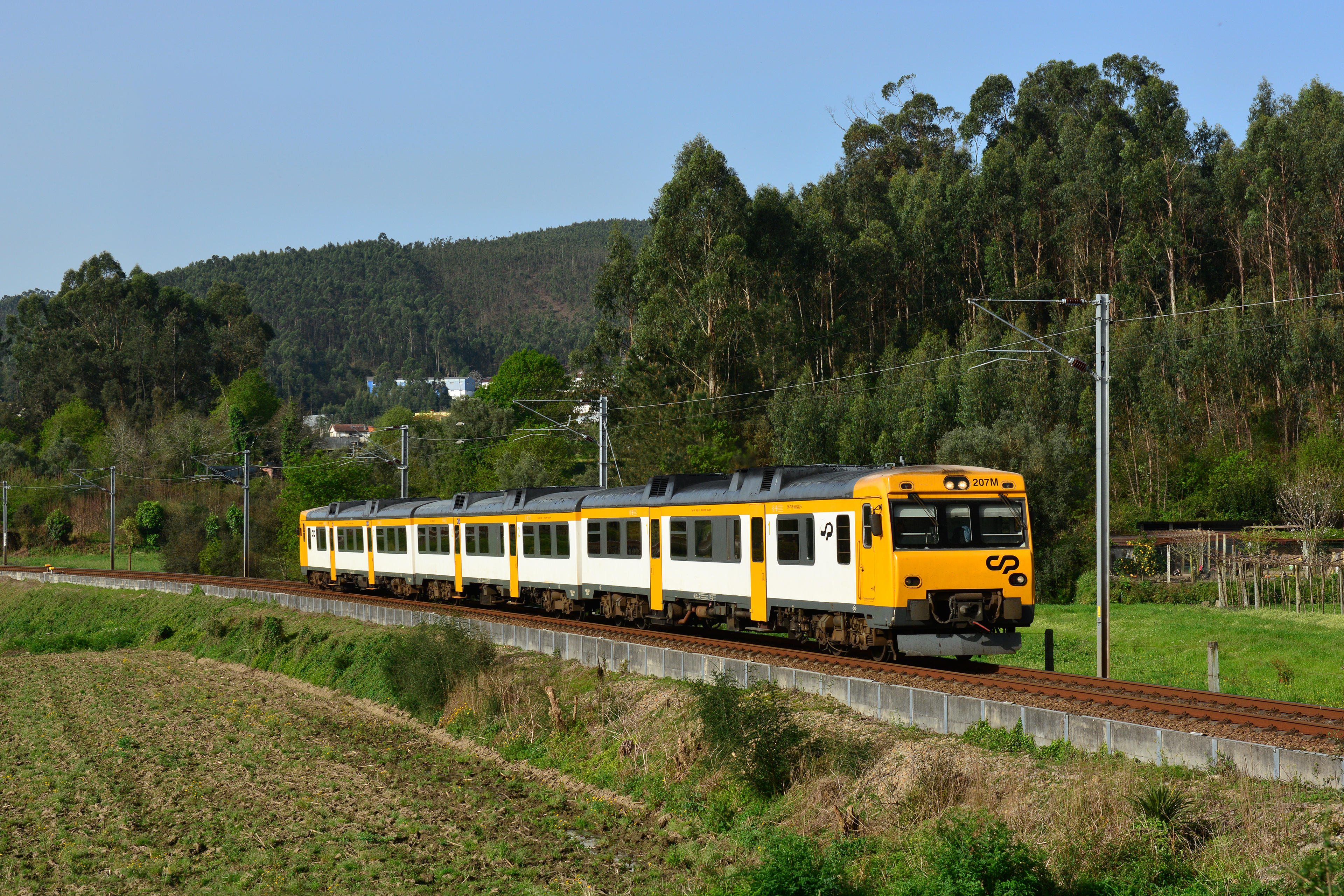 The CP 592-class diesel unit used on the Celta service running through the Minho countryside between Porto and Vigo.