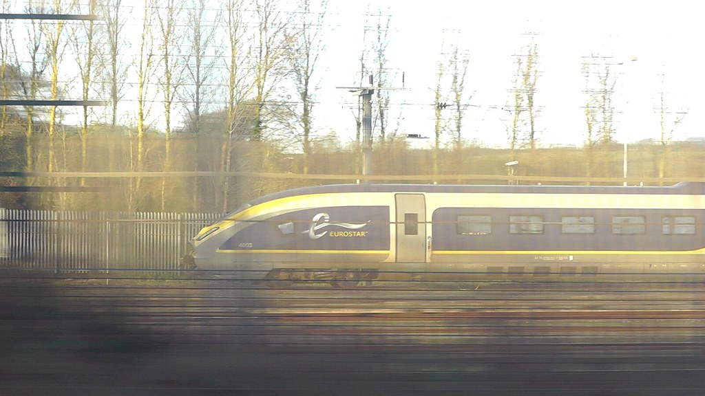 A Eurostar train on the London to Amsterdam route.