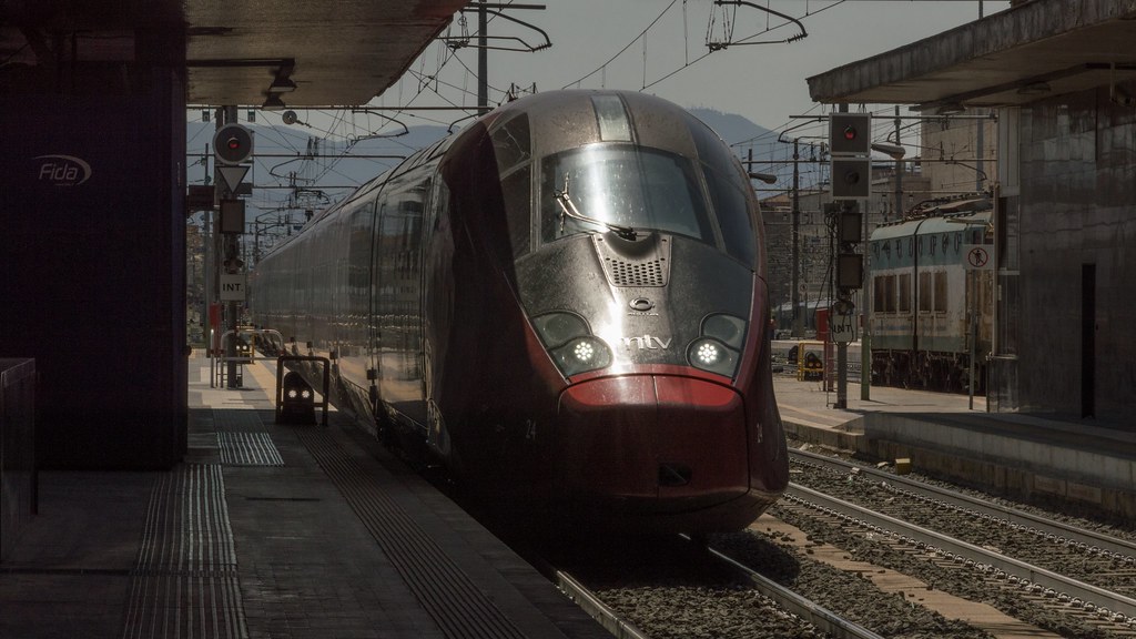 An Italo high-speed train between Rome and Milan.