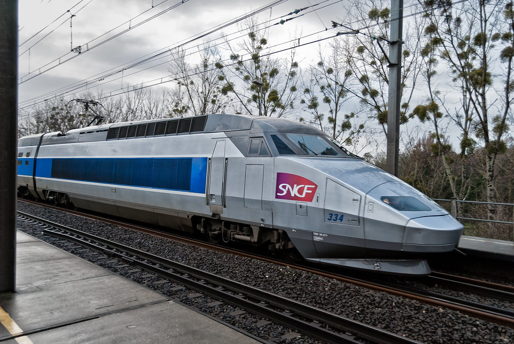 A TGV inOui train at Bordeaux on the Paris route.