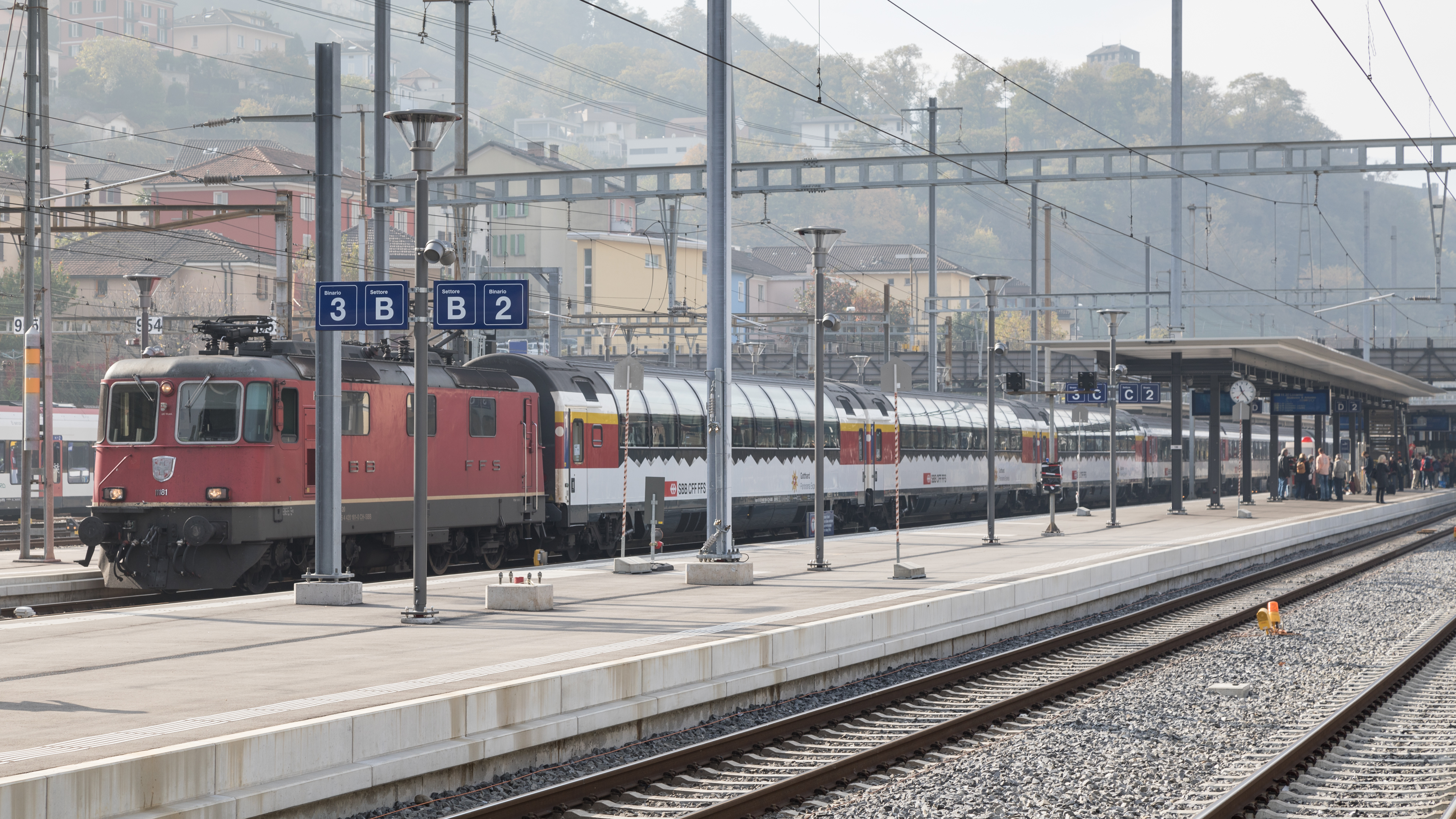 Gotthard Panorama Express at Bellinzona station in Ticino, Switzerland.