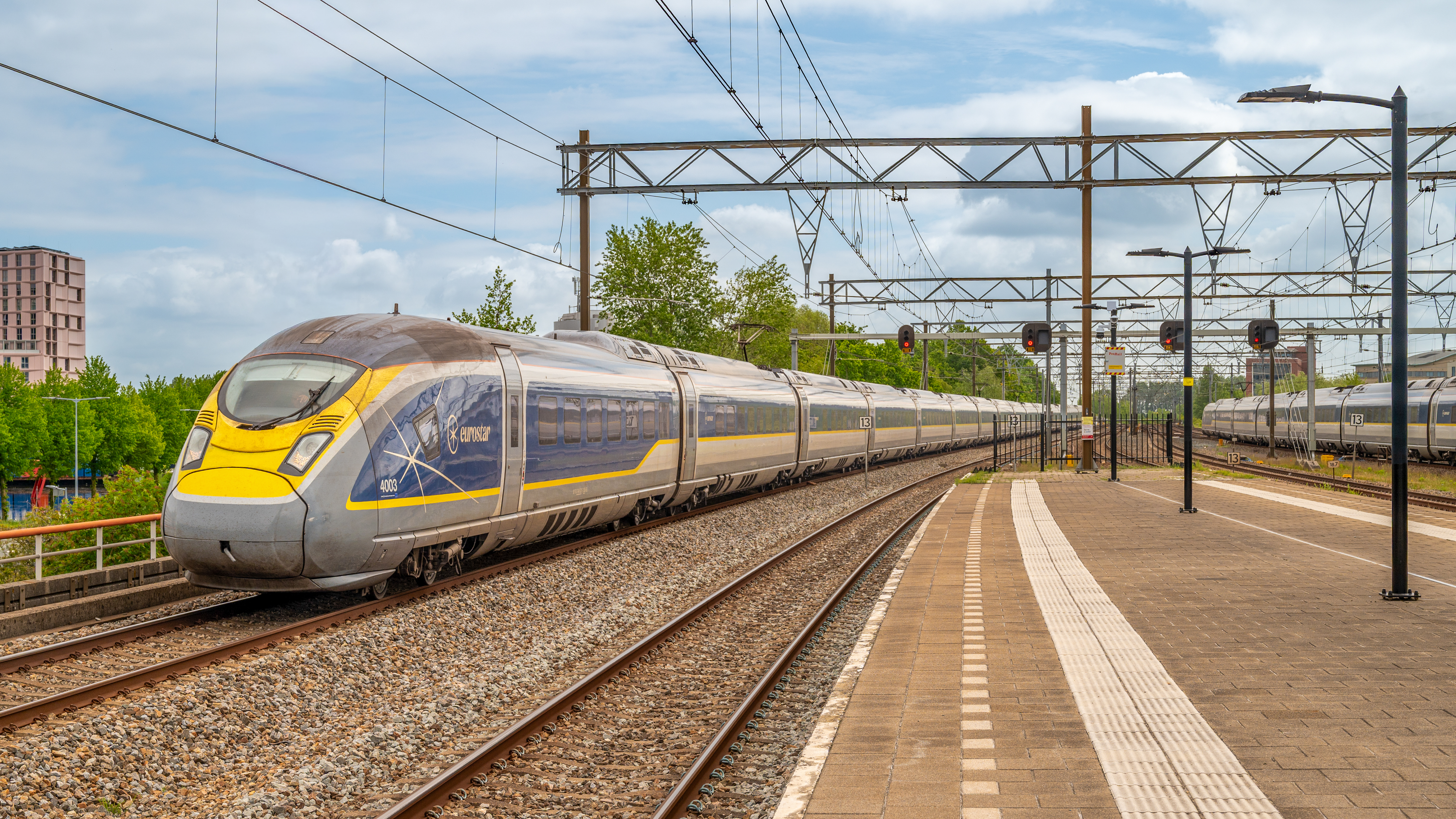 A Eurostar e320 train at Hoofddorp in the Netherlands.