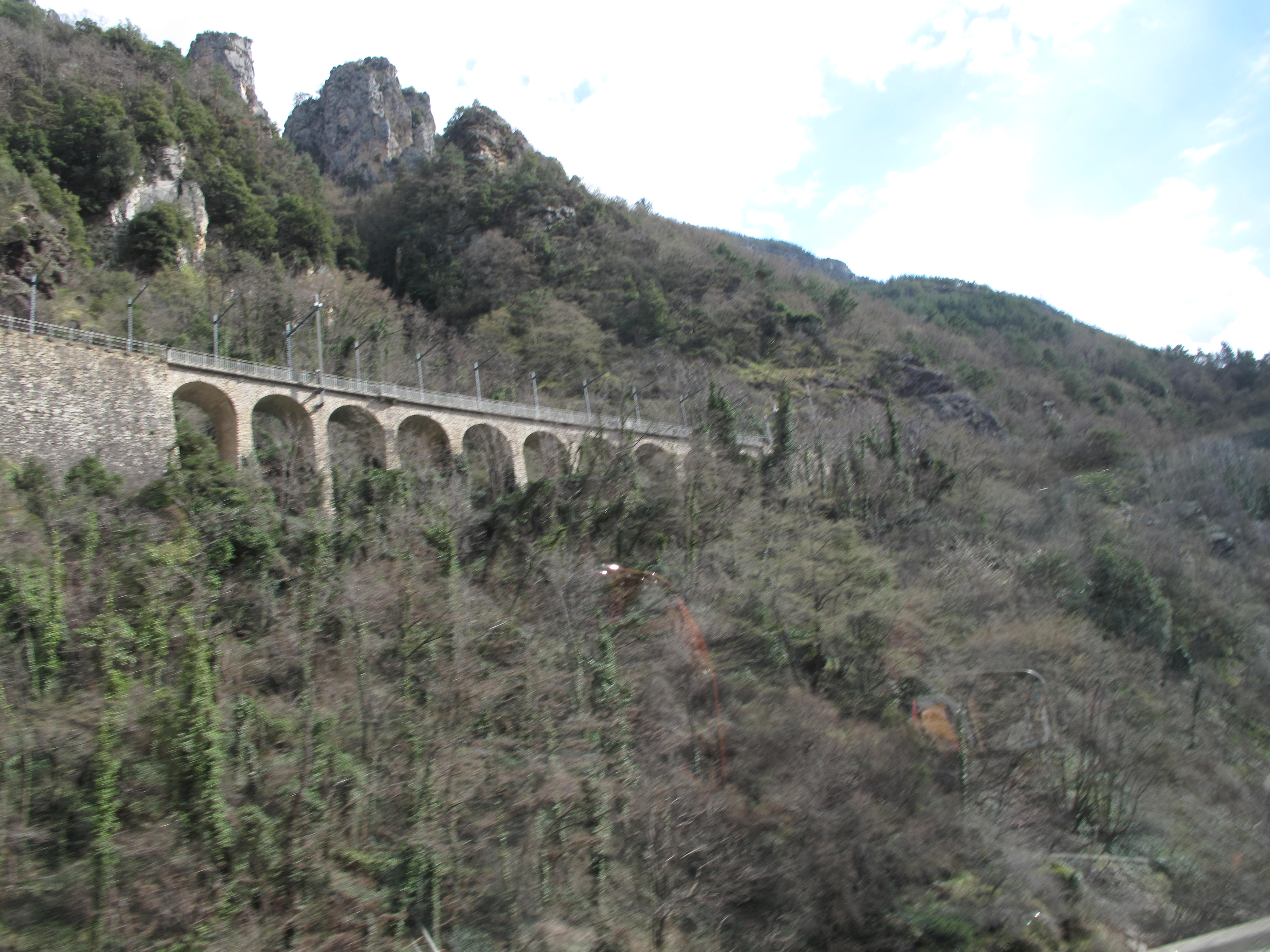 The Tenda Railway contouring a mountainside near Saorge in the Alpes-Maritimes, on the Train des Merveilles route.