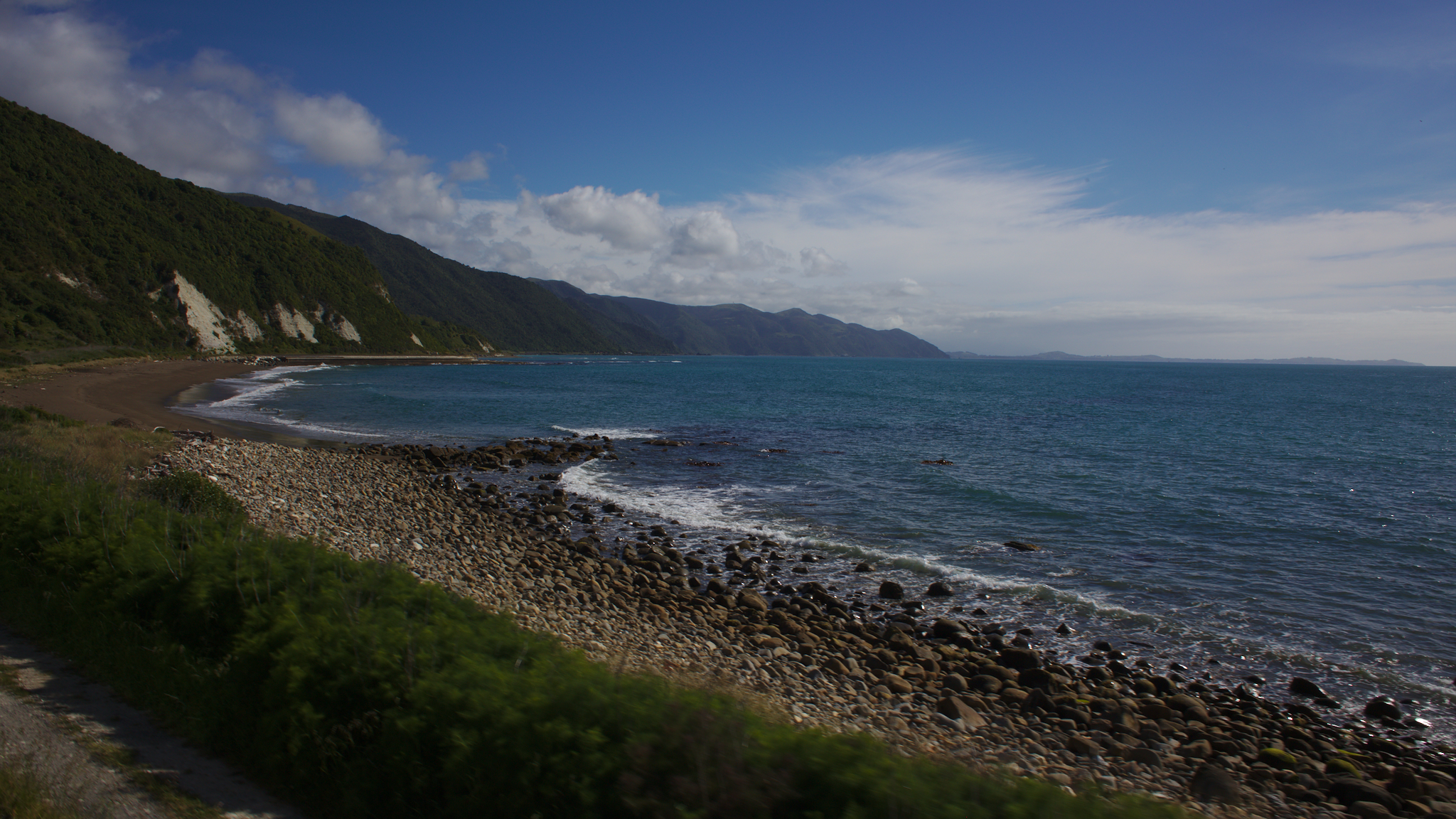 A view from the Coastal Pacific train on New Zealand’s South Island route.