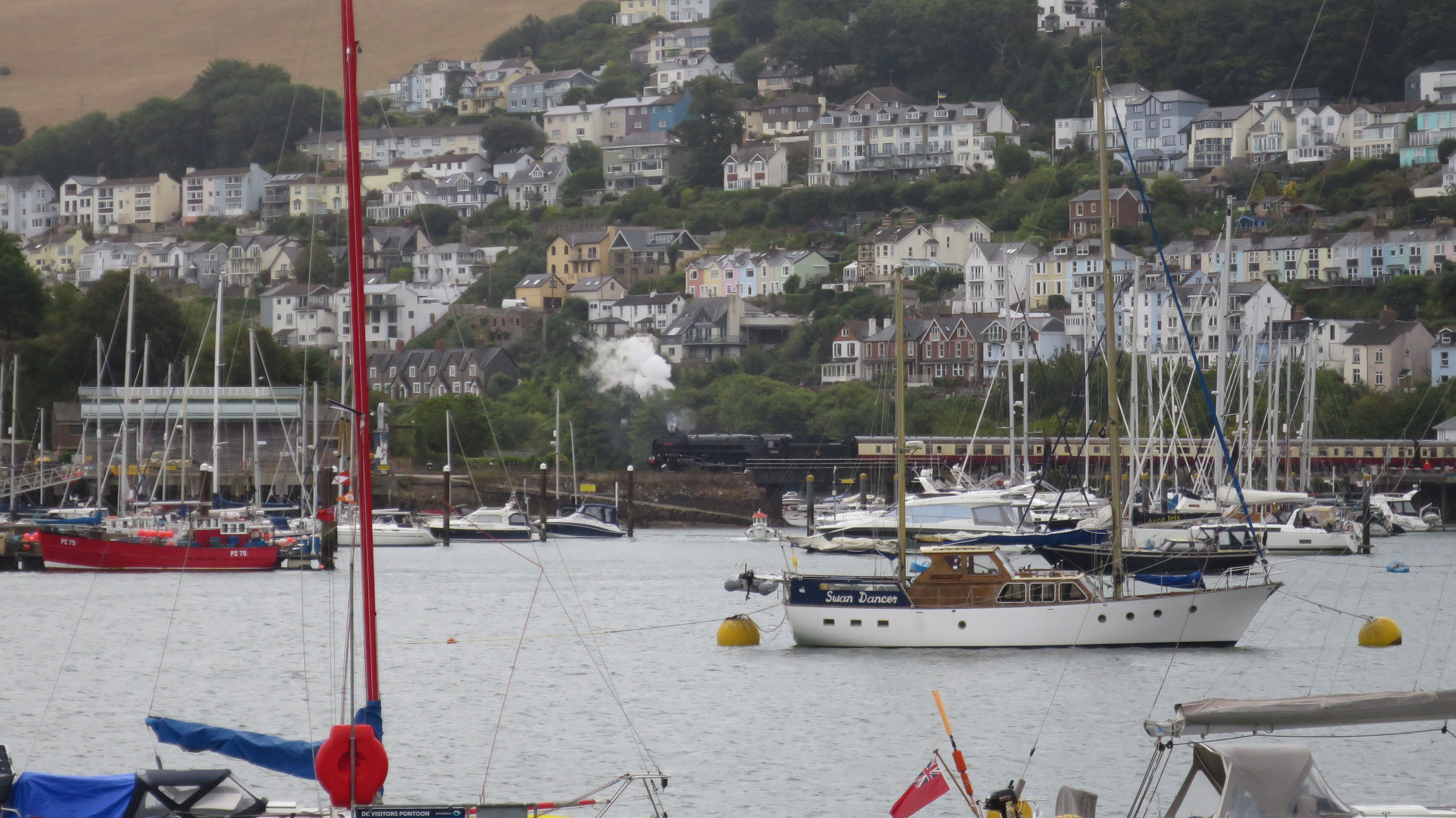 A Dartmouth Steam Railway steam train at Dartmouth on the Devon coast.