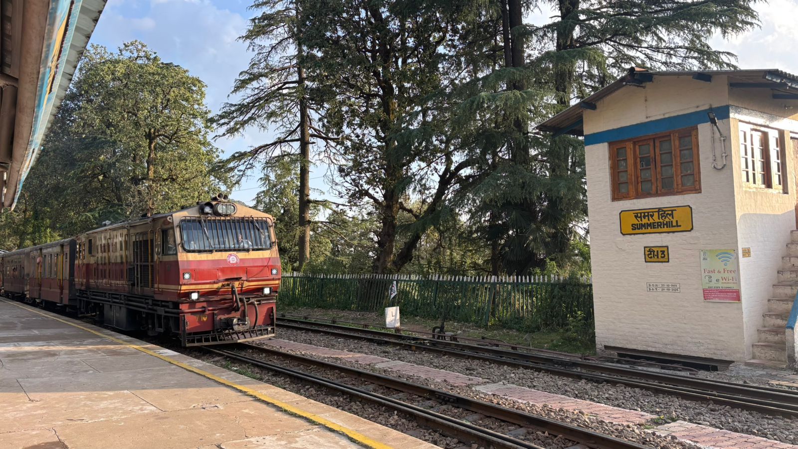 A train at Summer Hill station on the Kalka–Shimla Railway.