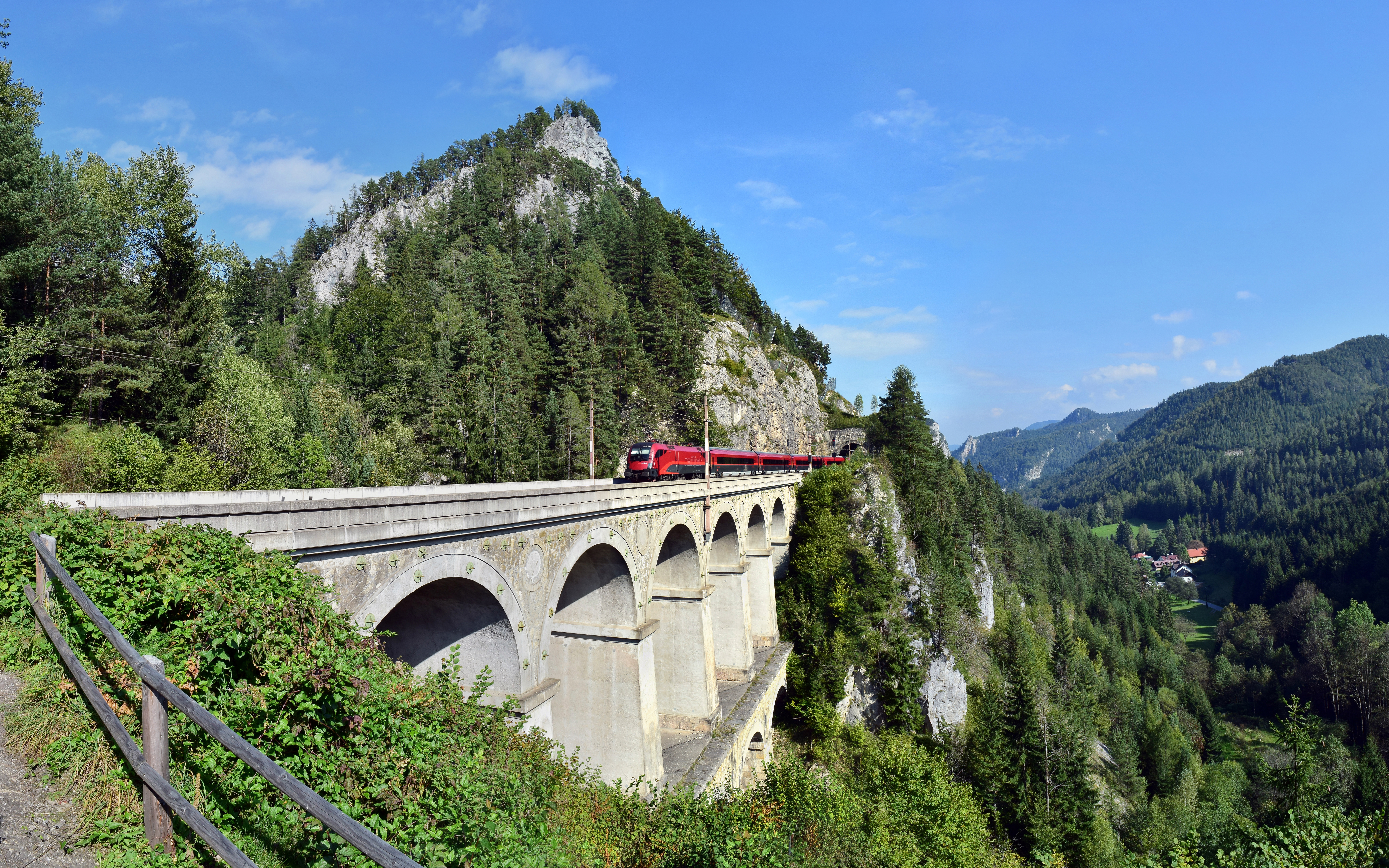 The Krausel-Klause Viaduct of the Semmering Railway near Breitenstein, Austria.