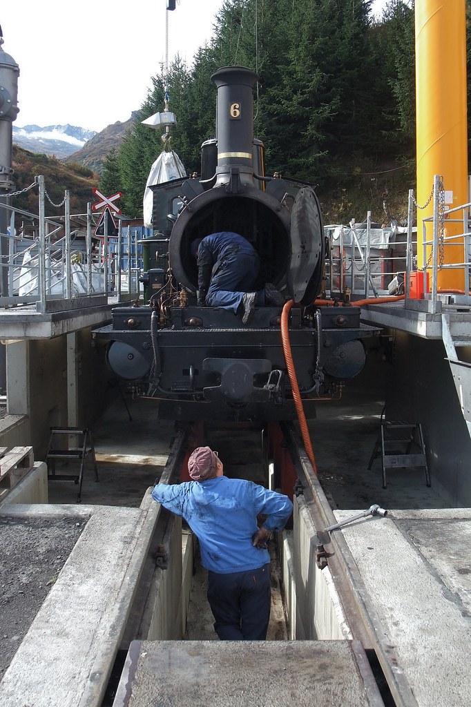 A heritage steam train on the Furka Mountain Route in Switzerland.