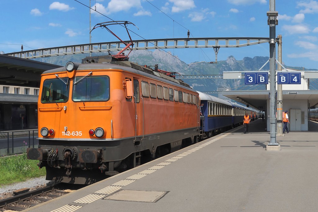 The Golden Eagle Danube Express at Buchs station in Switzerland.