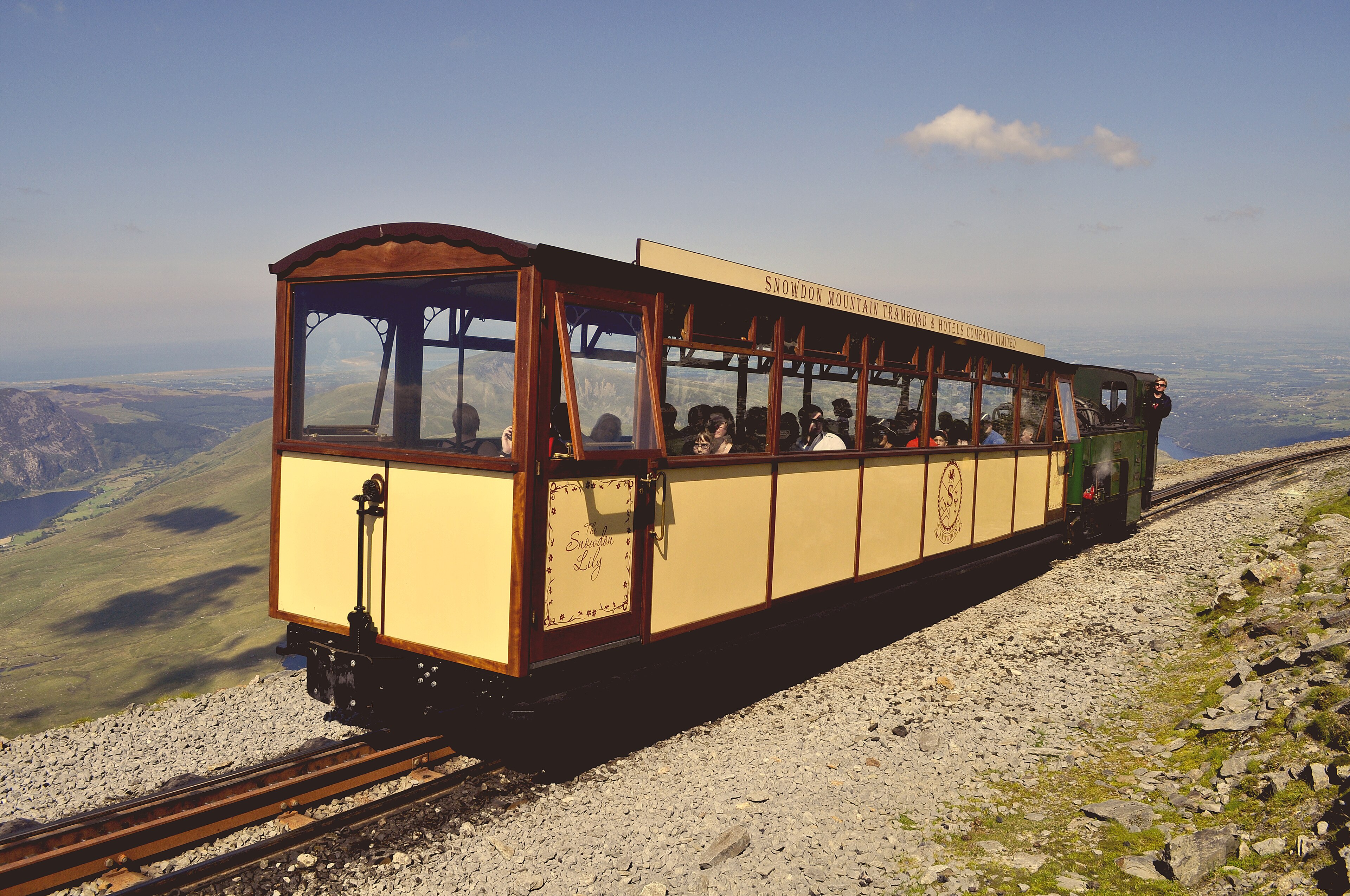 Snowdon Mountain Railway: Steam train Enid on way up Snowdon