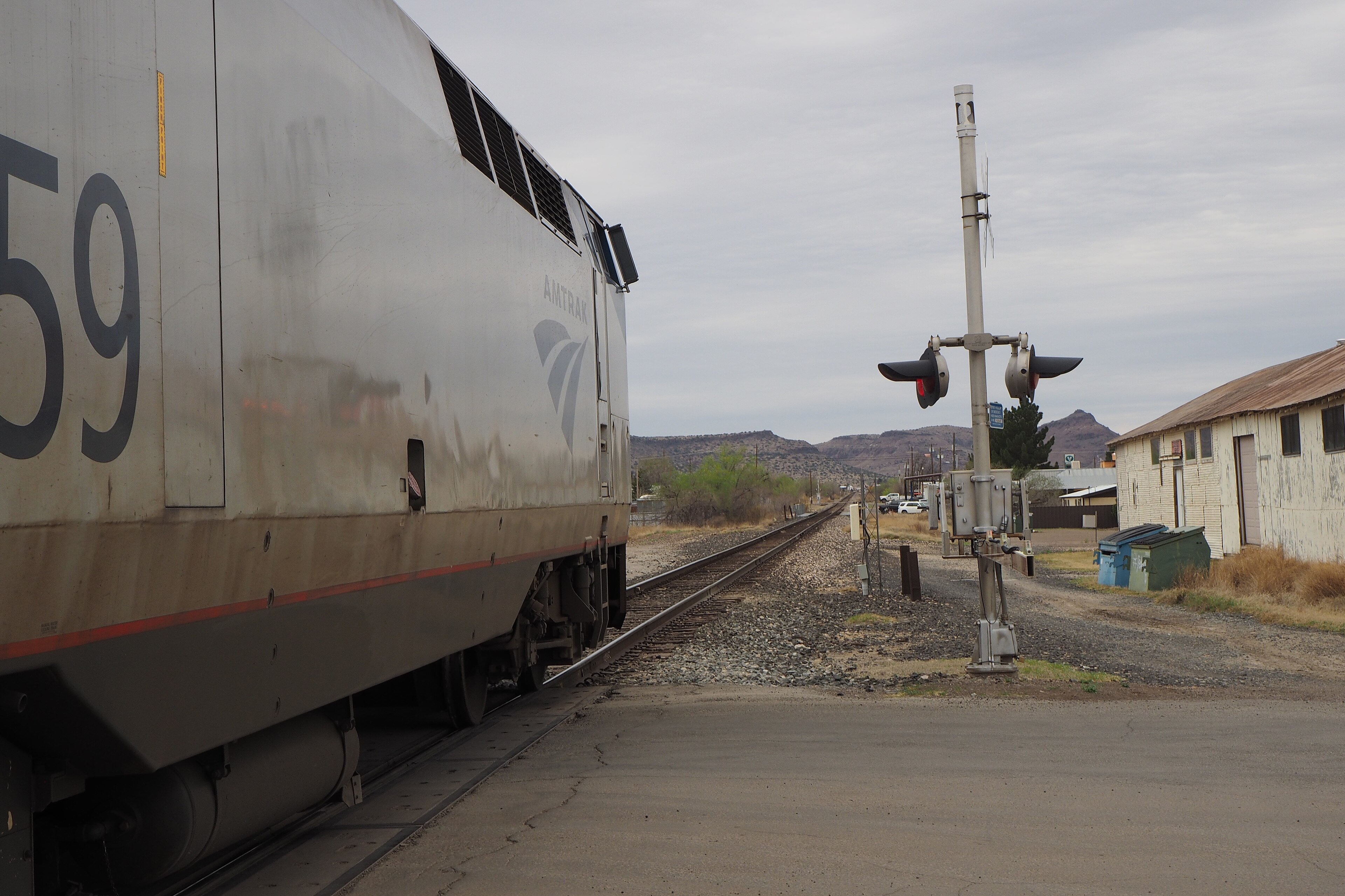 Sunset Limited: Amtrak Locomotive stopped at Alpine Texas