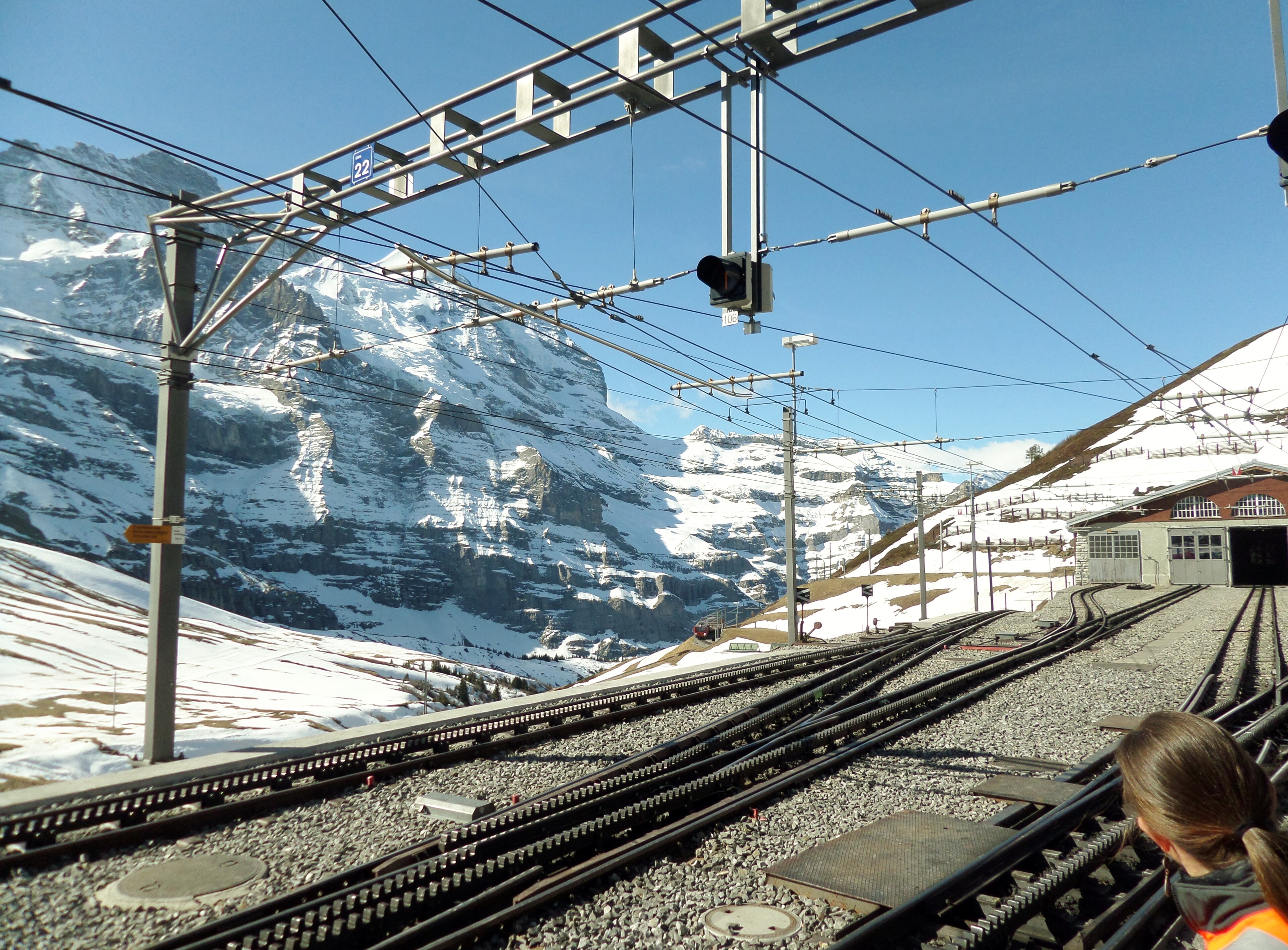 Wengernalp Railway to Kleine Scheidegg: Kleine Scheidegg railway station, Jungfrau Joch platform and trackwork