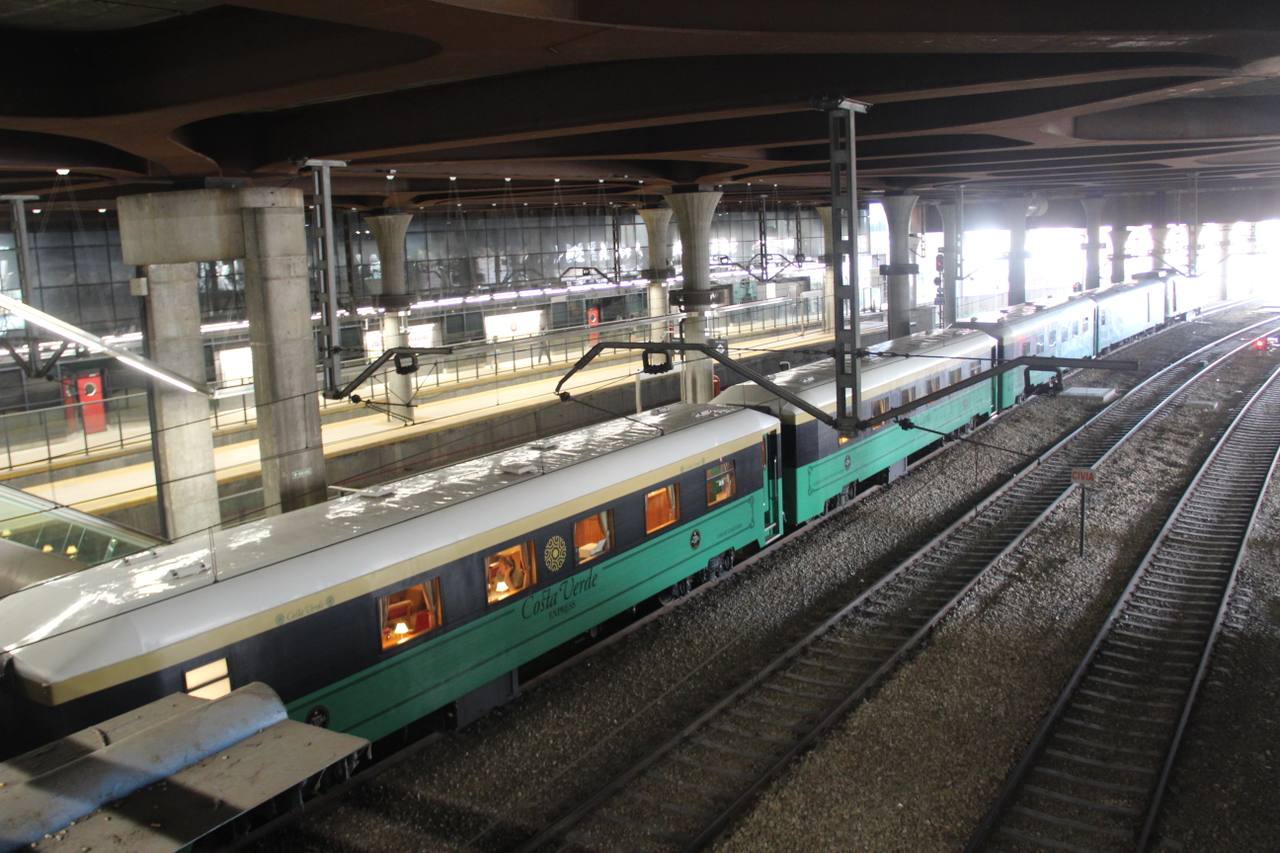 The Costa Verde Express luxury train at Oviedo.