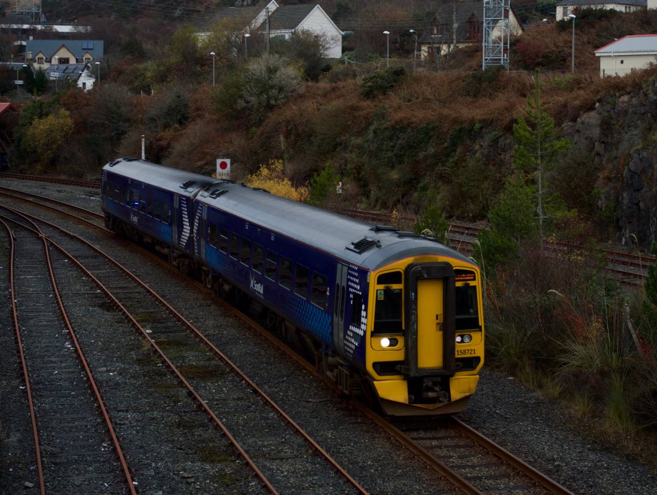 ScotRail Class 158 on the Inverness to Kyle of Lochalsh service approaching Kyle.