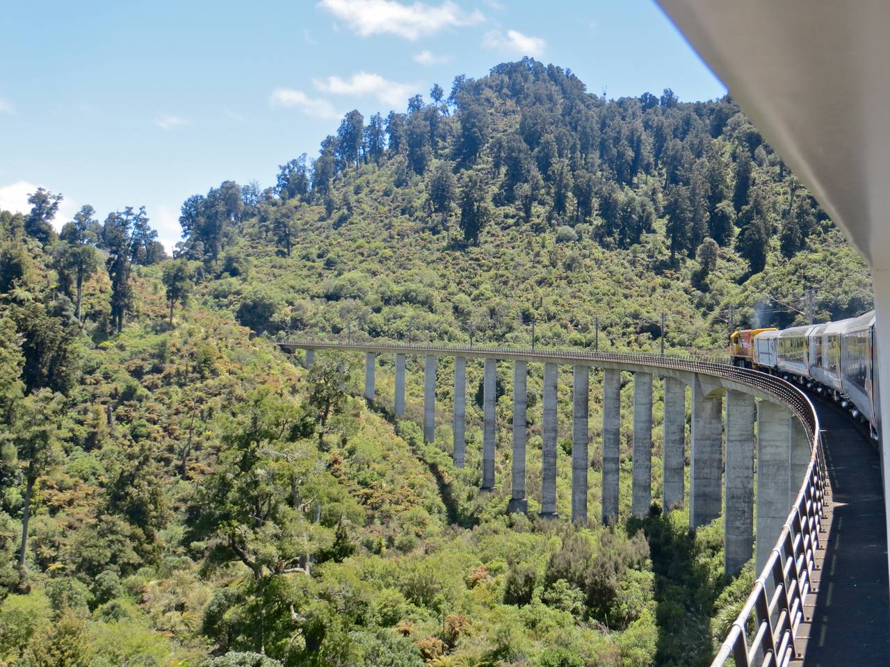 The Northern Explorer crossing Hapuawhenua Viaduct on New Zealand’s North Island Main Trunk.