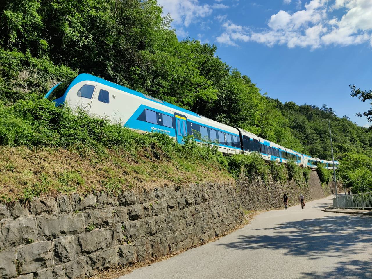 A train on the Bohinj Railway in Slovenia.