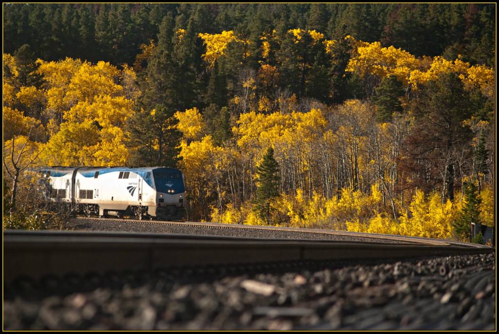 The Amtrak Empire Builder at East Glacier Park, Montana.